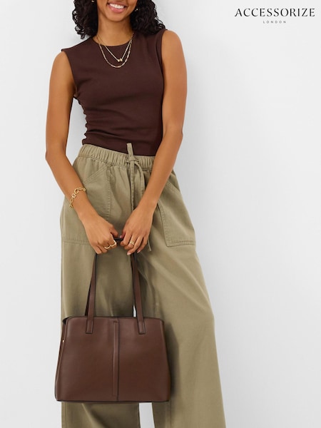 Dark Brown - Accessorize Webbing Strap Shoulder Bag