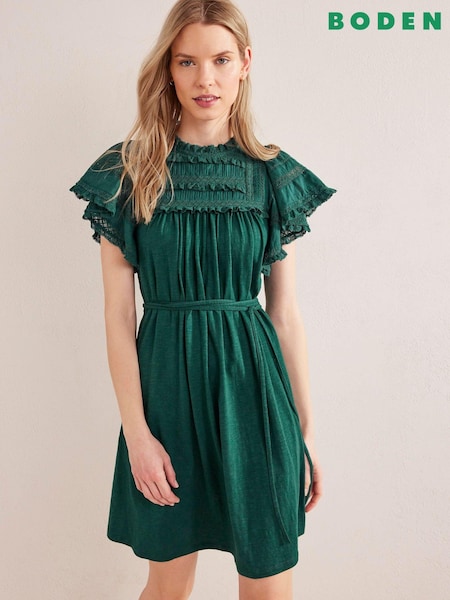 Boden Green Pretty Trim Jersey Mini Dress (371630) | €31