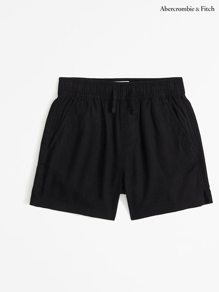 Abercrombie & Fitch Elasticated Waist Linen Look Black Shorts (371702) | AED51