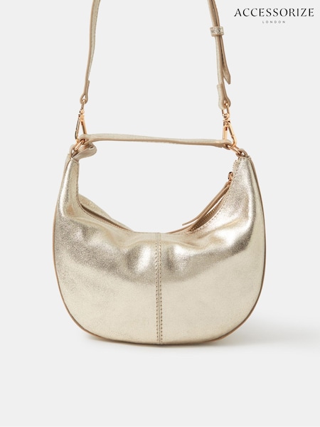 Gold - Accessorize Shimmer Suede Handheld Bag