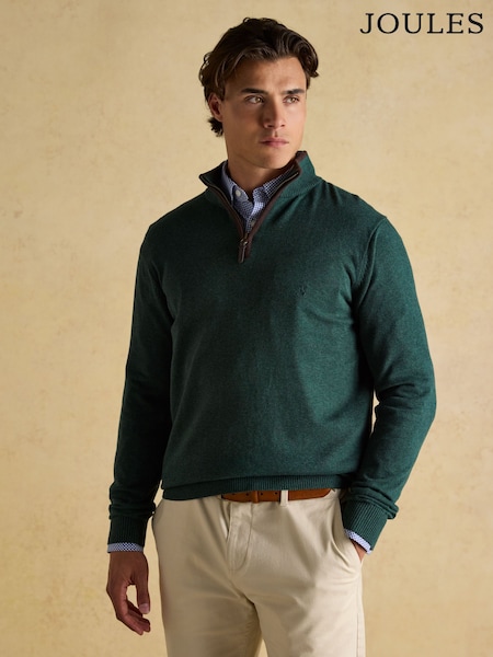 Темно-зелений - Joules Hillside Quarter Zip Knitted Jumper (372777) | 2 974 грн