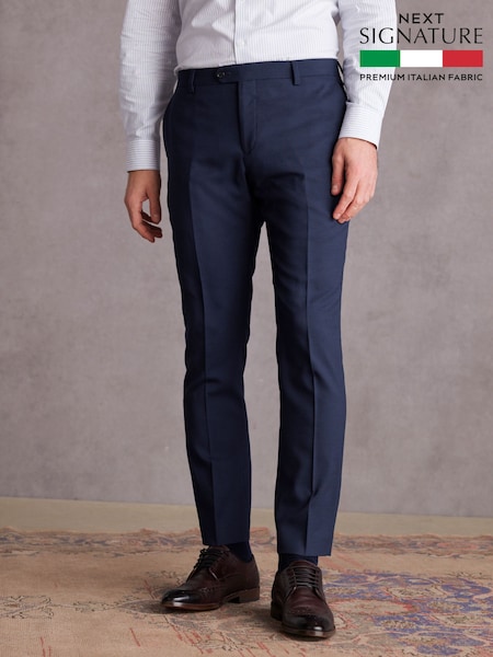 Bright Blue Slim Fit Signature Tollegno Suit Trousers (373096) | €91