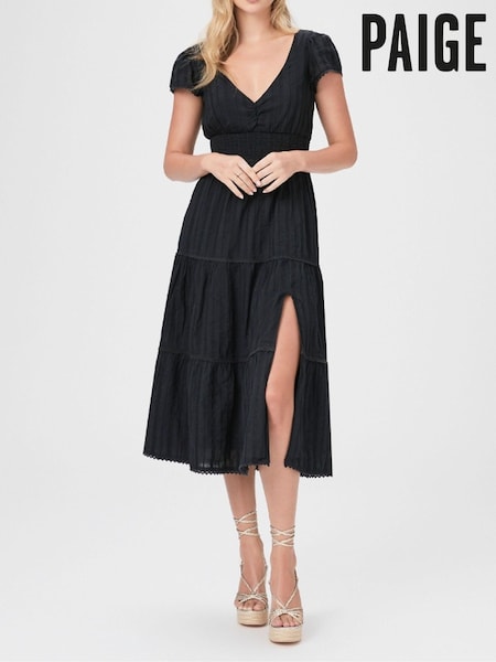 Paige Soledad Tiered Cap Sleeve Midi Dress with Side Slit (373290) | €214
