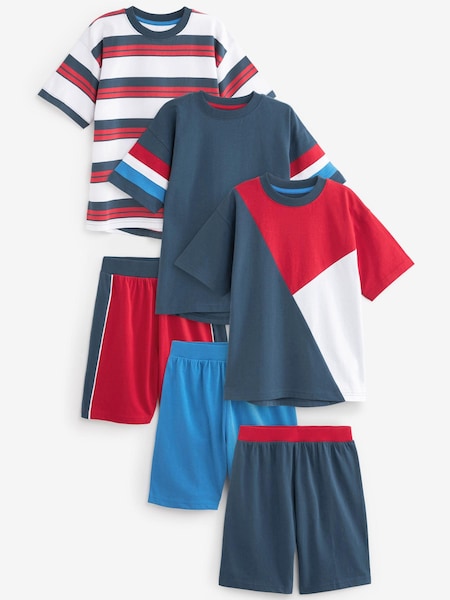 Rdeča/modra/bela  - 100% Cotton Short Pyjamas 3 Pack (1.5-16yrs) (373345) | € 24 - € 32