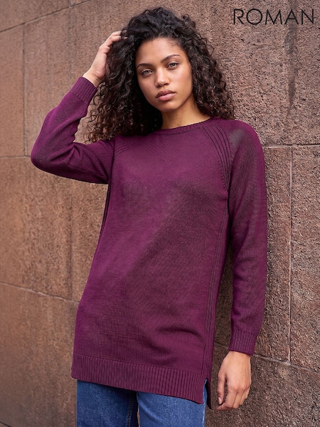 Purple - Roman Petite Longline Knit Jumper