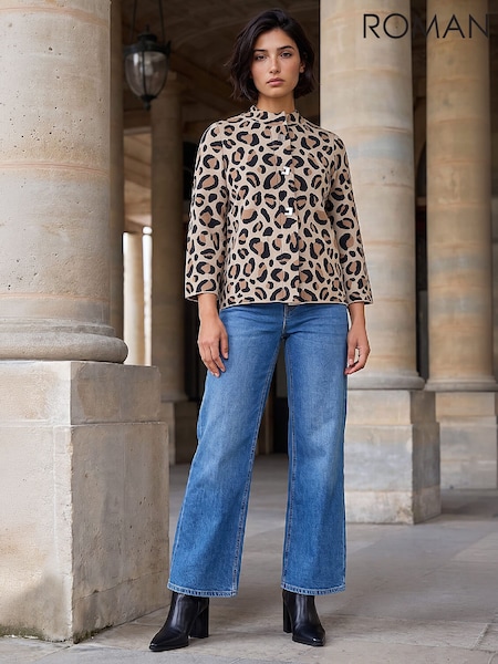 Black - Roman Petite Animal Cardigan