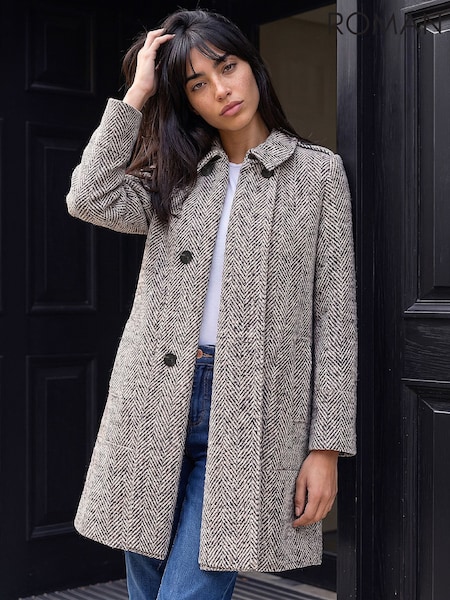 Natural - Roman Petite Collar Double-breasted Coat