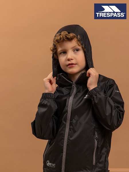Negru - Jachetă impermeabilă pliabilă Trespass Qikpac X (374091) | 156 LEI