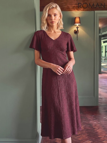Lila - Roman Petite V-neck Fit & Flare Dress