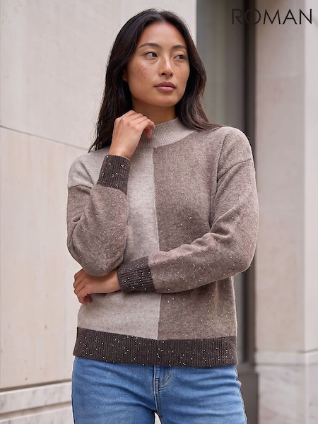 Brown - Roman Petite Sequin Jumper