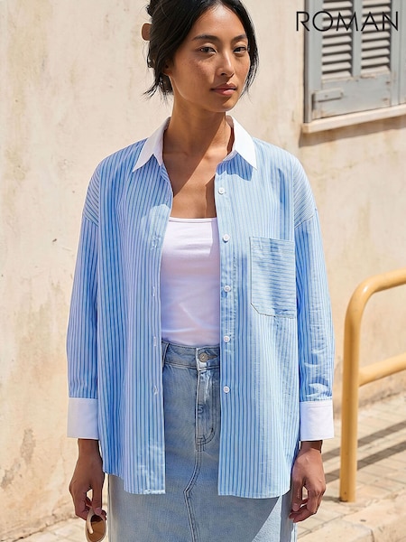 Көк - Roman Petite Contrast Shirt