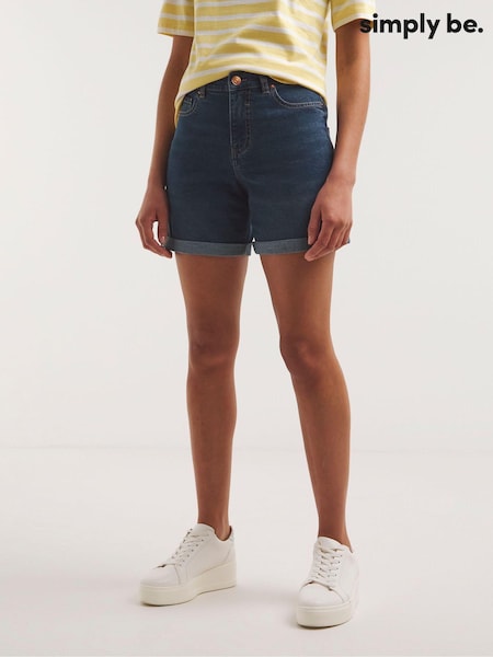 Simply Be Mid Blue 24/7 Knee Shorts (375708) | €12.50