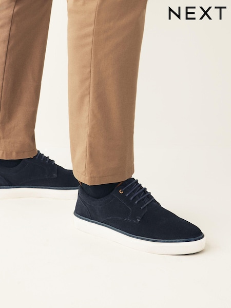 Navy Blue Suede Cupsole Derby Shoes (375996) | € 32