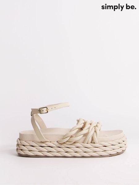 Simply Be Cream Kiara Rope Flatform Wide Fit Sandals (376717) | €21.50