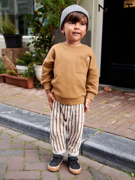 Bež - 100% Cotton Sweatshirts And Stripe Joggers Set (3mths-7yrs) (376833) | € 12 - € 15
