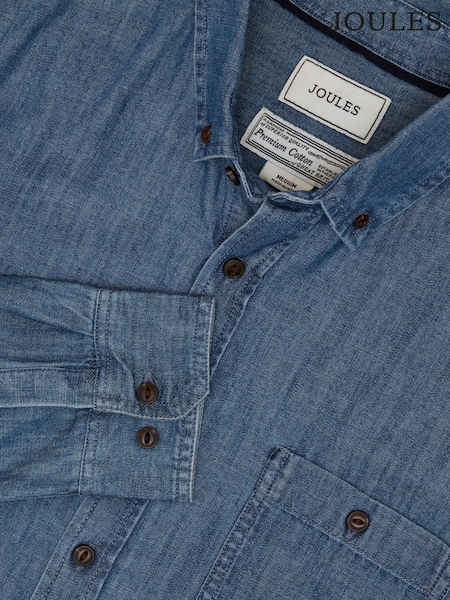 Joules Chambray Blue Classic Fit Shirt (377153) | R$ 415