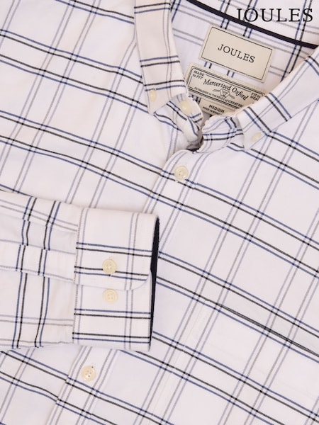 Joules Oxford White Check Long Sleeve Classic Fit Shirt (377171) | 310 zł