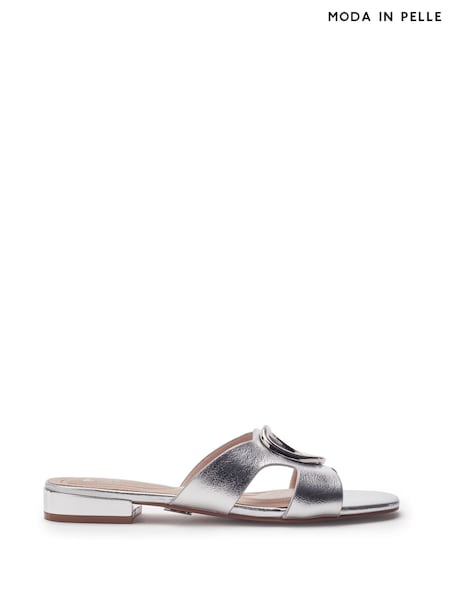 Silver - Moda In Pelle Liarra Cut-out Detail Block Heel Sandals