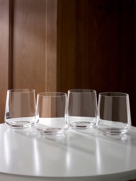 Clear Belgravia Crystal Tapered Set of 4 Short Tumbler Glasses (377748) | $26