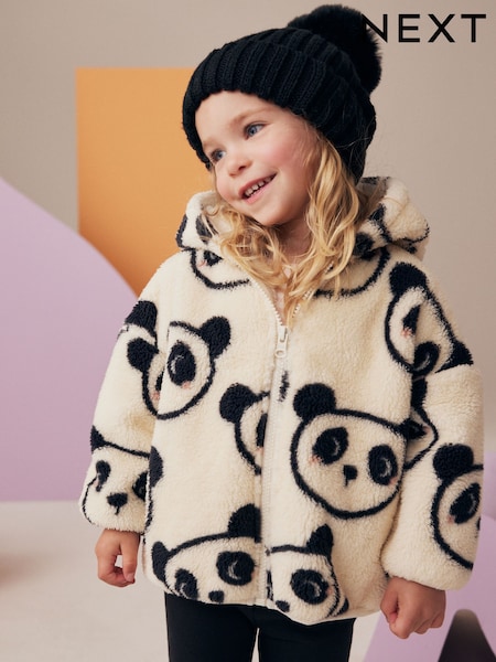 Cream Bear Printed Hooded Zip Through Fleece Jacket (3mths-7yrs) (378099) | 79 QAR - 89 QAR