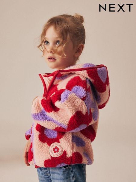 Punainen - Hooded Floral Print Zip Fleece Jacket (3mths-7yrs) (378119) | €28 - €31