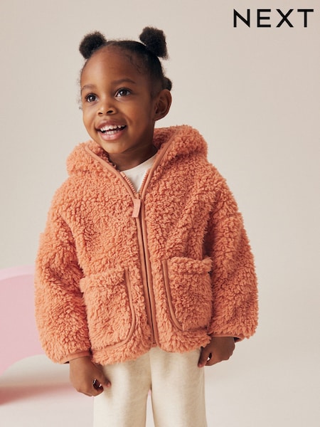 Orange Hooded Zip Fleece Jacket (3mths-7yrs) (378120) | AED15 - AED17