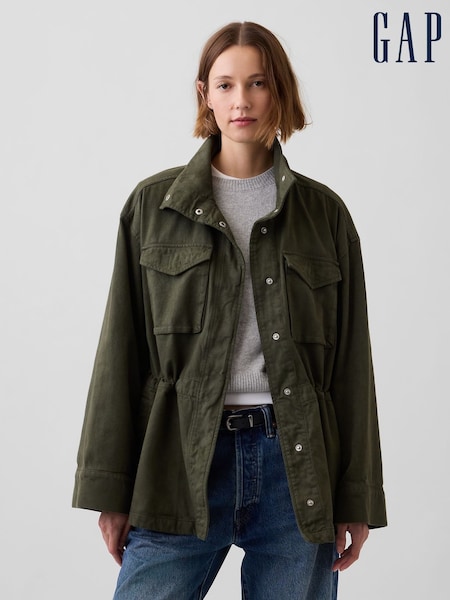 Vert - Veste évasée utilitaire surdimensionnée Gap