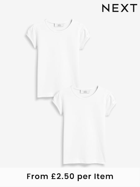 Blanco - Puff Sleeve 100% Cotton T-Shirts 2 Pack (3-16yrs) (378254) | 7 € - 14 €