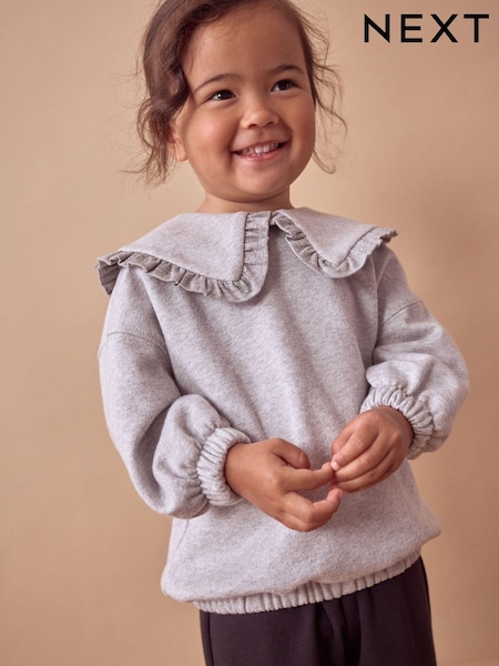 Grey Glitter Collar Sweatshirt (3mths-7yrs) (378293) | AED42 - AED49