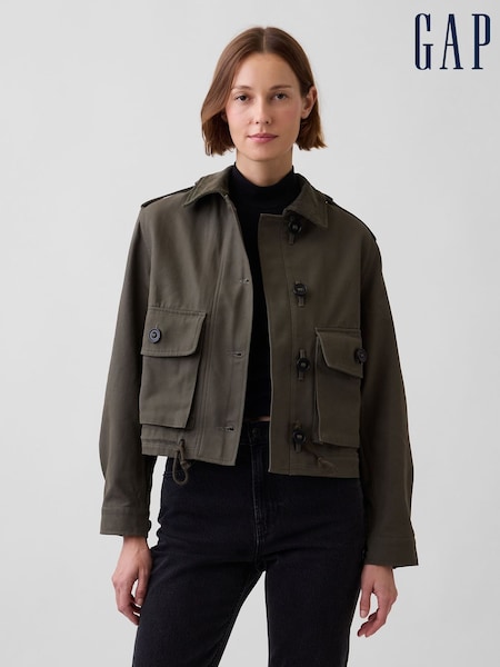 Grön - Gap Canvas Crop Utility Jacka