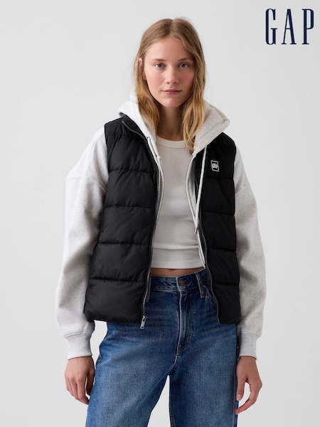 Black - Gap Relaxed Puffer Gilet