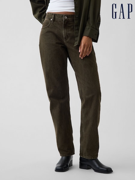 Olive Green - Gap Mid Rise Straight Taper Jeans