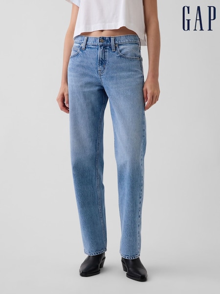 Light Wash Blue - Gap Mid Rise Straight Taper Jeans