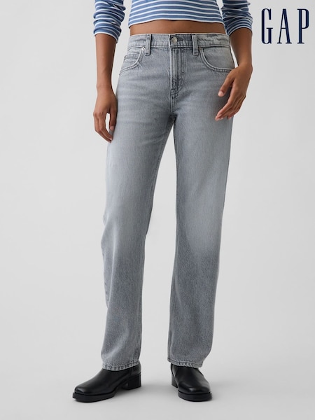 Pelēks - Gap Mid Rise Straight Taper džinsi