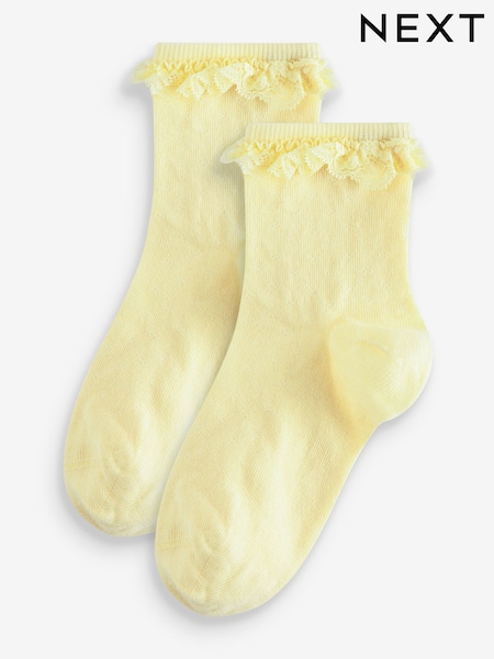 Gelb - Gerüschte Socken mit hohem Baumwollanteil, 2er-Pack (378754) | 1 € - 2 €