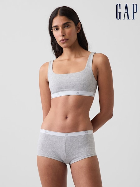 Grey - Gap Softest Stretch Cotton Logo Bralette