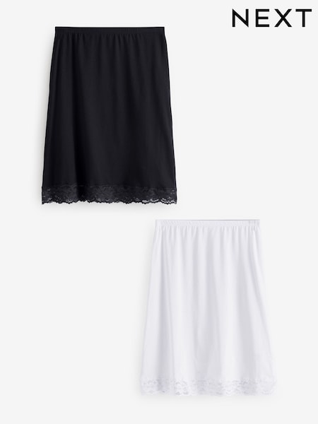 Black/White Long Cotton Short Half Slips 2 Pack (379594) | R$ 210