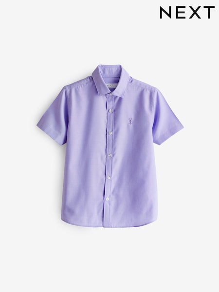 Lilac Purple Short Sleeve Cotton Rich Oxford Shirt (3-16yrs) (379854) | AED10 - AED15