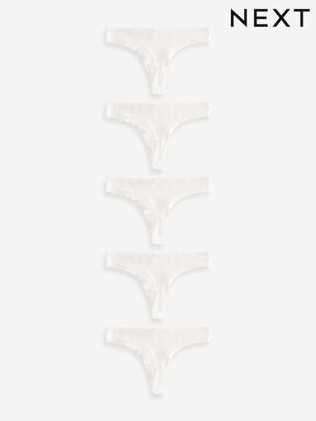 White Thong Cotton Rich Knickers 6 Pack (380528) | AED23