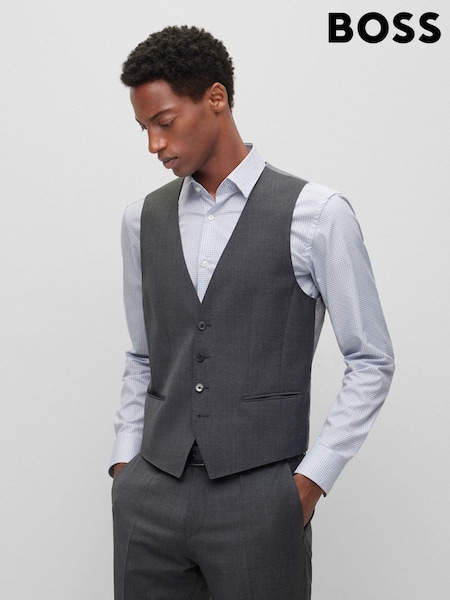 BOSS Grey Slim Fit Wool Blend Waistcoat (380535) | €106