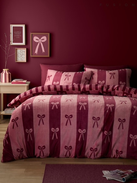 Fusion Bows Fleece Duvet Cover & Pillowcase Set
