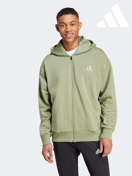 Zielony - Bluza polarowa adidas All Season z kapturem i zamkiem (380836) | 157 zł