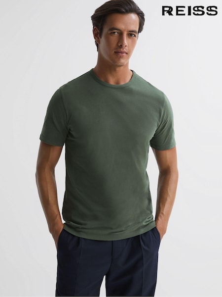 Reiss Ivy Green Melrose Cotton Crew Neck T-Shirt (381301) | 279 QAR