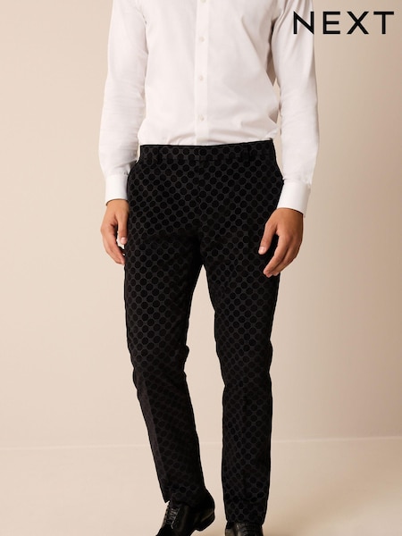 Black Slim Jacquard Tuxedo Suit Trousers (381895) | € 7