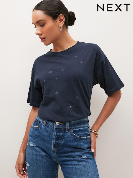 Navy Blue Scatter Sparkle Short Sleeve T-Shirt (382261) | €12.50