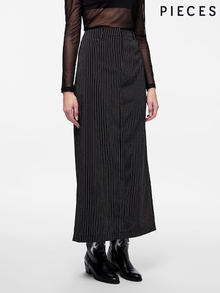 PIECES Black Pinstripe Tailored Midi Skirt (382618) | €24