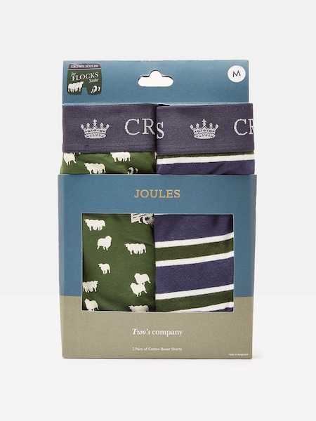 Vihreä/laivasto - Joules Crown Joules Pack Of Two Cotton Boxers (382867) | €32
