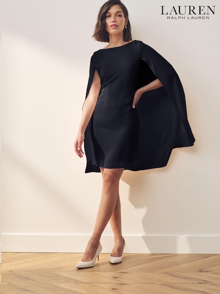 Темно-синий - Lauren Ralph Lauren Petra Cape Georgette Cocktail Mini Dress (383404) | €171
