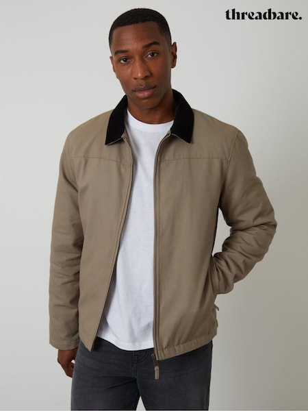 브라운 - Regular Threadbare Zip-through Lightweight Jacket With Quilting