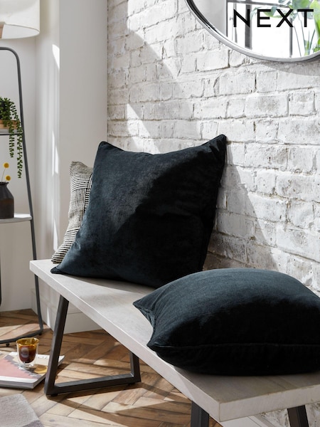 Black 45 x 45cm Soft Velour Cushion (383674) | 39 QAR